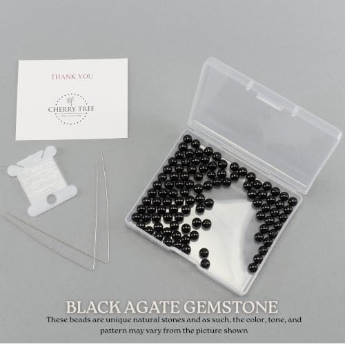 Cherry Tree Collection 100PCS 6mm Black Agate Round Bead Craft Kit - color: black agate, size: 6mm