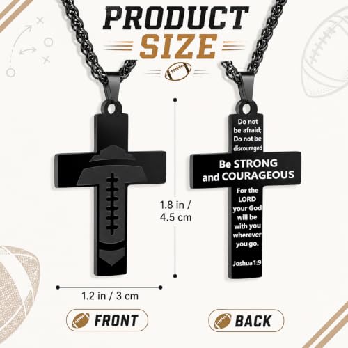 Smilelife Soccer Baseball Basketball Football Cross Necklace for Boys Men - style: Football