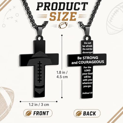 Smilelife Soccer Baseball Basketball Football Cross Necklace for Boys Men - style: Football