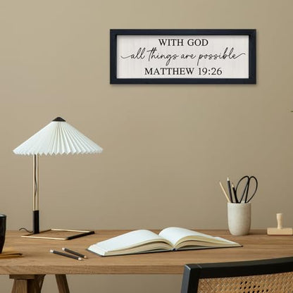 SRSZHIYUE With God All Things are Possible Framed Wall Art 16"×6" Black - color: With God All Things Are Possible (Black), size: 16"L x 6"W