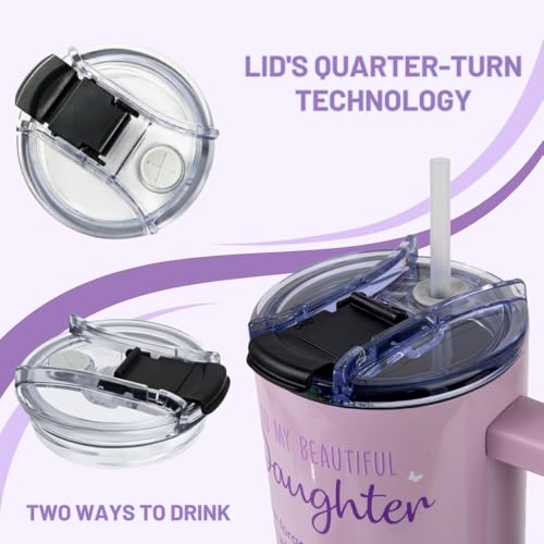 Daughter Birthday Gifts, 40oz Insulated Stainless Steel Tumbler with Handle, Inspirational Gifts for Daughter from Mom and Dad, Birthday Graduation Present Ideas for Daughters - color: Daughter
