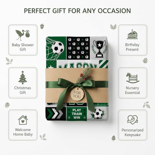 Personalized Soccer Baby Blanket, Custom Football Baby Blanket - color: Green #9
