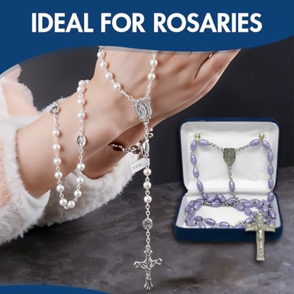 Novel Box Blue Communion Keepsake Rosary Box 3.25x2.5x1 Inches - color: Blue