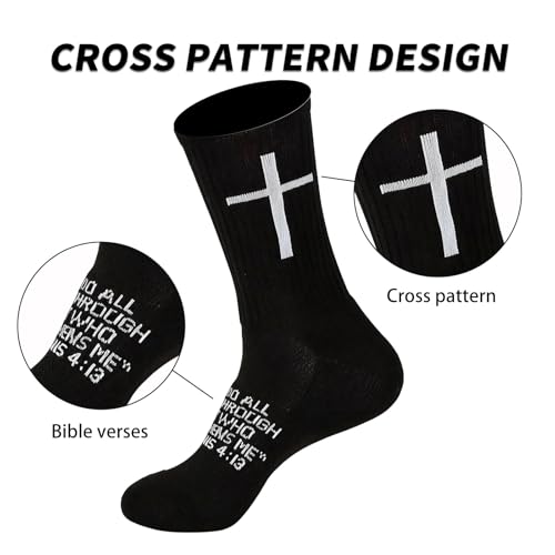 Christian Socks 6 Pairs, Cross Socks, Faith Inspired Religious Socks for Men Women, Church and Everyday Wear