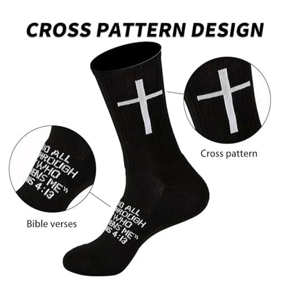 Christian Socks 6 Pairs, Cross Socks, Faith Inspired Religious Socks for Men Women, Church and Everyday Wear
