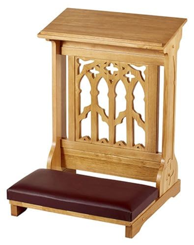 Trinity Church Supply Canterbury Padded Kneeler Maple Hardwood Kneelers Catholic Home Chapel Prayer for Chruch Supplies, 24 Inch x 32 Inch