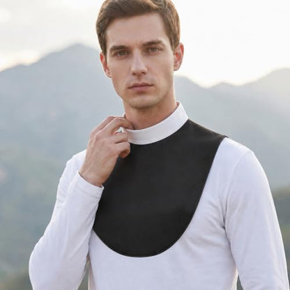 Clerical Bib Clergy Collar Priest Collar with Insert White Tab - style: White-collar Black Body