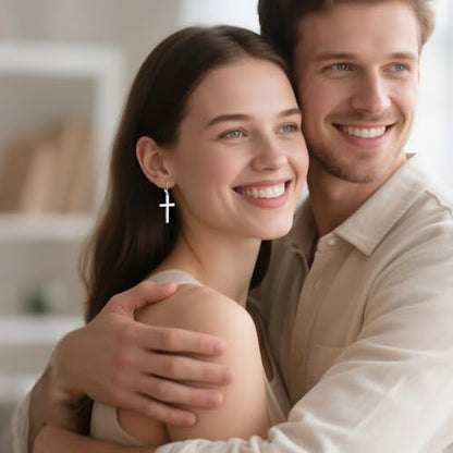 VONALA Cross Leverback Earrings for Women S925 Sterling Silver Philippians 4:13 I Can Do All Things Cross Earrings for Men