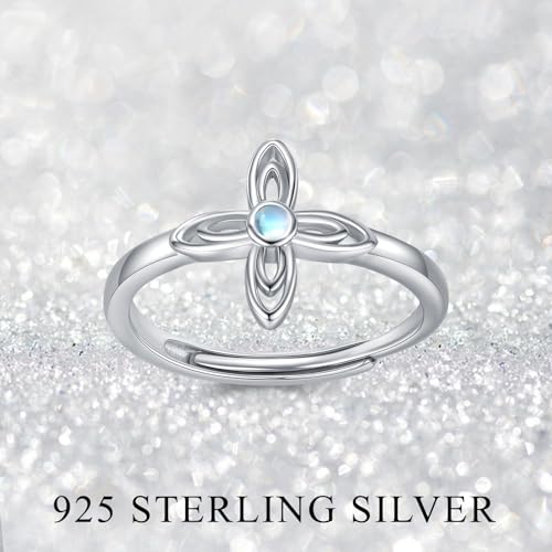 TRISHULA Sterling Silver Opal Faith Cross Ring