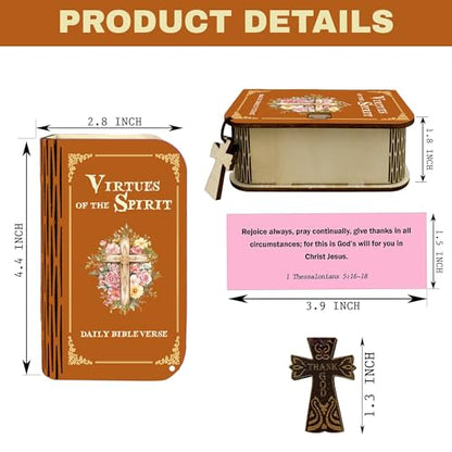 Christian Bible Verses Cards Box, 150 PCS Prayer Cards Virtues Bible Verses, Daily Inspirational Scripture Hope Box, Church Religious Gifts with Cross for Women Men - color: Virtues Bible