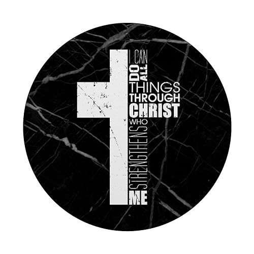 Christian Bible Verse Religious Philippians 4:13 Cross Gifts PopSockets Adhesive PopGrip - style: Adhesive PopGrip