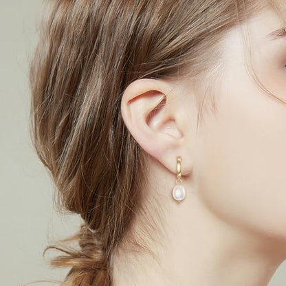 SEVENWELL Huggie Hoop Earrings for Women, Dangle Dangle Hoops - color: 09 Gold Pearl