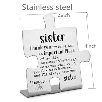 FOKCBOCM Decorative Signage - Stainless Steel Sister Gift, 3.3 x 3.0 inches, Funny Office Desk Decor, Thank You Present for Women Friend - style: Sister