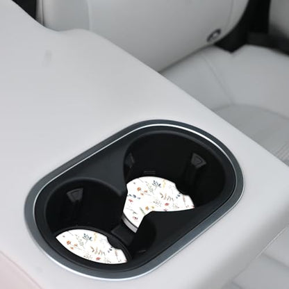 Cute Small Flower Ceramic Cup Holders - Pack of 2, Keep Cup Holders Clean and Dry, Drink Cup Car Holder Coasters with A Finger Notch - color: Cute Small Flower