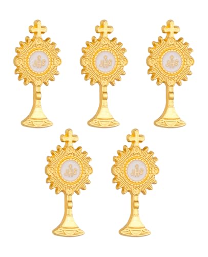 Cottvott Holy Spirit Enamel Dove Lapel Pins/Holy Chalice Pins Catholic Crucifix Jesus Cross Lapel Pins Religious Brooches Women Men Christian Party Favors - color: 5pcs-holy chalice-gold color