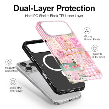 for iPhone 17 Pro Max Case, Cute Pink Summer Magnetic Phone Case - color: Blush Pink, size: iPhone 17 Pro Max