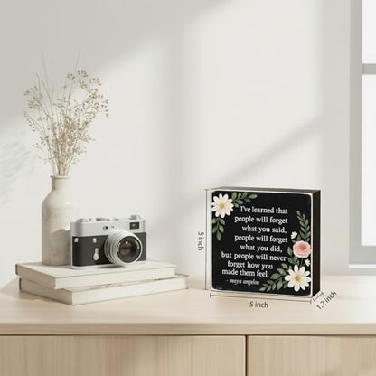 People Will Never Forget Wood Box Sign, Black, 5x5 Inch - color: Black-003