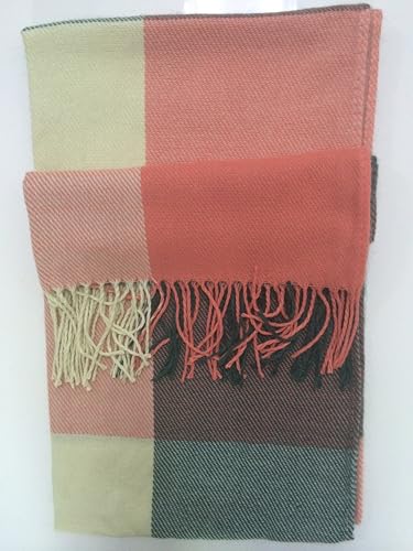 Wander Agio Women's Fashion Long Shawl Big Grid Winter Warm Lattice Large Scarf - color: Pinks