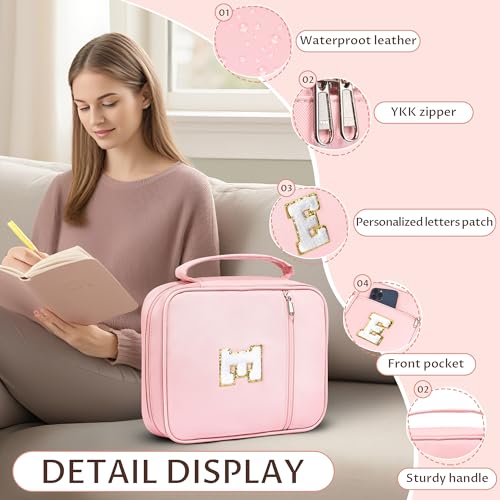WOBAGMEN Bible Cover for Women,Pink PU Leather Personalized Bible Case with Bible Study Supplies,Including Tabs and Highlighter Set, Faith Chiristain Gift for Women Girls(Pink, E) - size: E