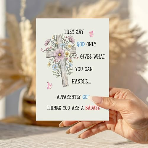 Apparently God Thinks You Are a Badass Christian Card Funny Get Well Cards Heartwarming Encouragement Gift Friend Family Coworker Bestie Faith Prayer