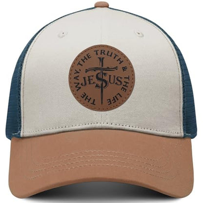 Christian Jesus Cross Hat American Flag Adjustable Faith Baseball Cap - Ideal Religious Gifts for Birthdays, Father's Day - color: Beige-brown