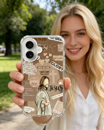 Brown Christian Phone Case Compatible with iPhone 17, God Jesus Aesthetic Phone Cover for iPhone 17 - color: Brown Christian