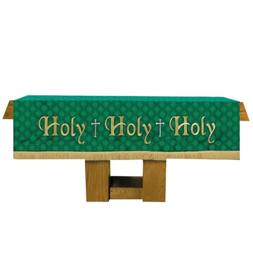 Trinity Church Supply Green Maltese Cross Jacquard Altar Frontal Church Communion Supplies Outdoor Indoor Party Table Cloth, 108 Inch x 52 Inch