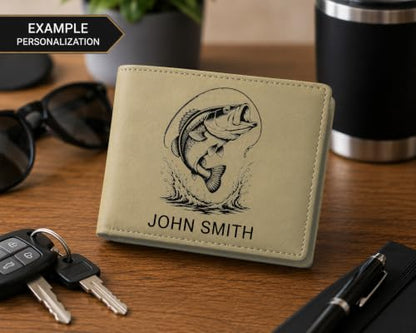 LaserGram Personalized Wallet, Christian Cross (Light Brown) - color: Light Brown