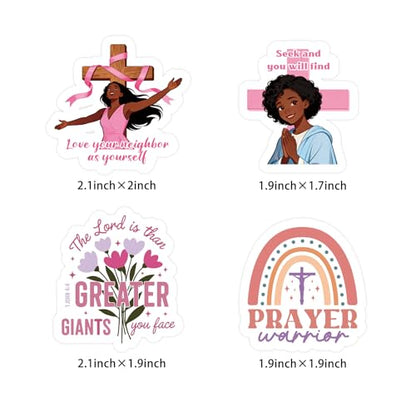 100 Pcs Christian Prayer Board Stickers, Jesus Sticker for Water Bottles Laptop Scrapbook Journaling Planner, Bible Study Vision Board Supplies Christian Easter Gifts - color: Pink Black