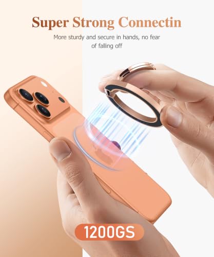 GVIEWIN Magnetic Phone Ring Holder, Compatible with MagSafe Phone Grip - color: Clear/Brown