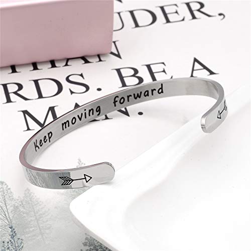 Fesciory Inspirational Bracelets for Women, Stainless Steel Cuff Bangle - color: Silver-33