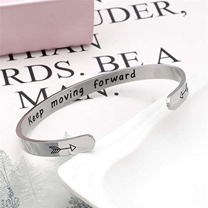 Fesciory Inspirational Bracelets for Women, Stainless Steel Cuff Bangle - color: Silver-33