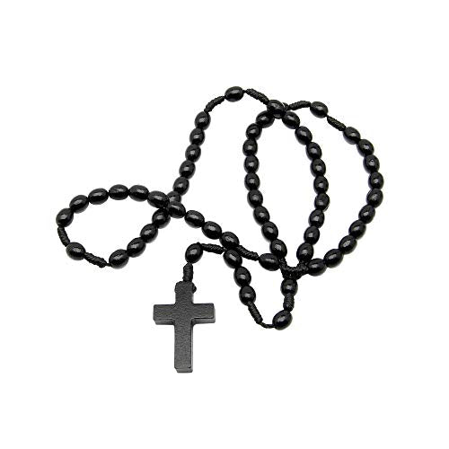 Intercession First Wood Rosary - Made in Brazil - style: Black - 6/8mm Beads