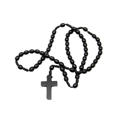 Intercession First Wood Rosary - Made in Brazil - style: Black - 6/8mm Beads