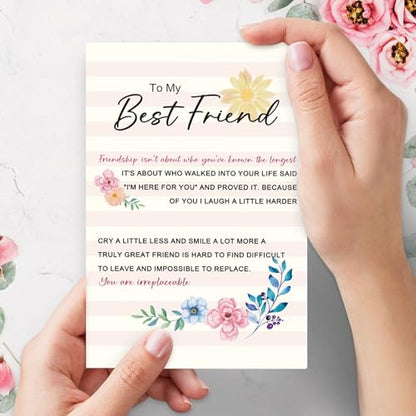 Poem Best Friend Card, Heartfelt Appreciation Card for Him Her, Friendship Gift, Because of You I Smile More - color: To My Best Friend
