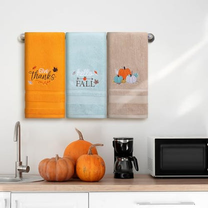 SmoothNovelty 3 Pcs Give Thanks Pumpkin Fall Hand Towels for Bathroom - color: Give Thanks, size: 13.3 x 29.5 inches