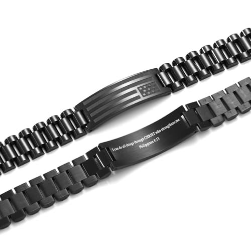 American Flag Bracelets Christian Christma Gifts for Men - color: Black