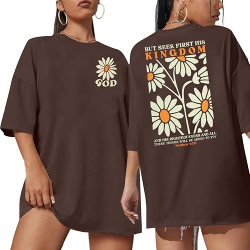Christian Shirts for Women Jesus Shirt Christian Graphic Tees - color: Brown, size: Small
