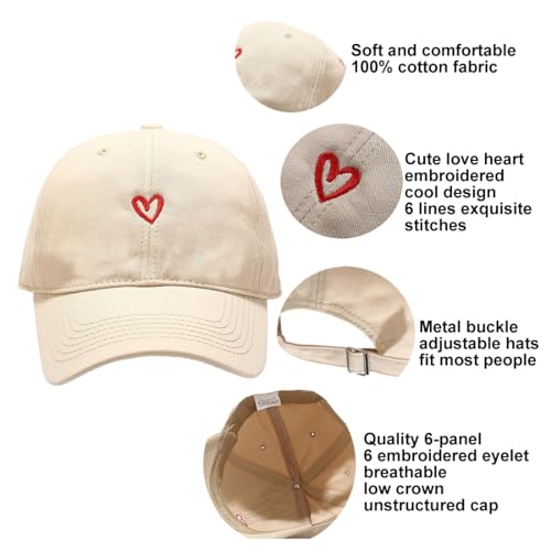 Quanhaigou Baseball Cap Dad Hat Adjustable Fashion Hats for Men Women Polo Trucker Unisex Style Headwear - color: Black Love Heart