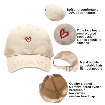 Quanhaigou Baseball Cap Dad Hat Adjustable Fashion Hats for Men Women Polo Trucker Unisex Style Headwear - color: Black Love Heart