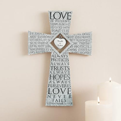 Let’s Make Memories Personalized Love Is Patient Cross - For Weddings, Anniversaries, Couples - Wedding Prayer - Customize Message - 12”Hx8”W - style: Love is Patient