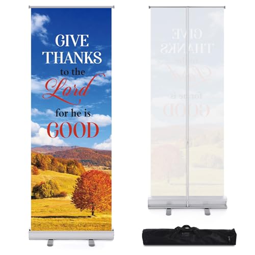 Ceenna 24 x 63 Inch Fall Church Banners for Sanctuary, Retractable Pull‑up - style: Fall Religious