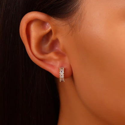 18K Gold Plated Hoop Earrings for Women, NICKEL-FREE & HYPOALLERGENIC, Timeless Jewelry Gift - color: Gold-A