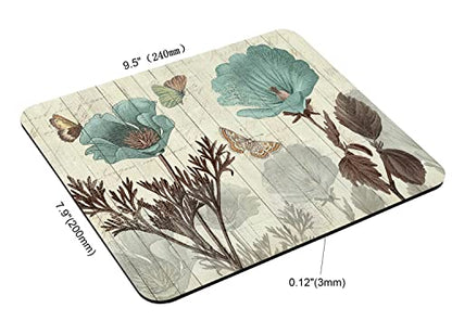Blue Flowers and Butterflies Mouse Pad, Gaming Mouse Mat with Custom Design, Non-Slip Rubber Base Mousepad, Office Mouse Pads, 9.5 x 7.9 Inch - color: TSP221