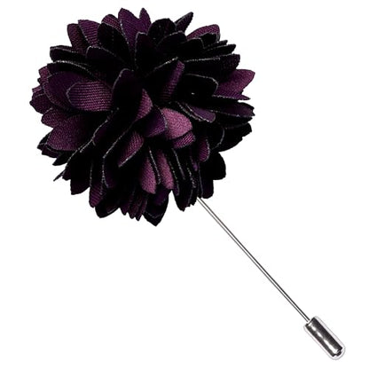 Branduce 3.15"（8cm） Mens Tie and Lapel Pin Solid Necktie Handkerchief Tie Clip Set for Men - color: Dark Purple