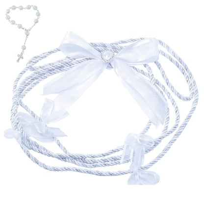 Wedding Lasso - Wedding Lasso Rope Catholicism Christian Wedding Ceremony,with 2 Pcs Prayer Beads，Bride and Groom Wedding Gift (Butterfly White) - color: Butterfly White