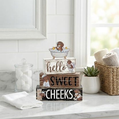 Britimes Tiered Tray Decor Set, 4 Pack, Wooden Table Sign, Dachshund Wiener - style: Dachshund