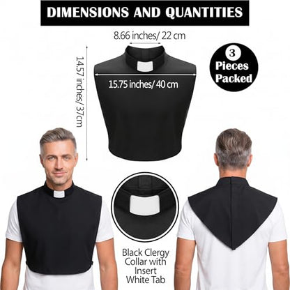3 Pcs Unisex Black Clergy Collar for Men Women Pastors