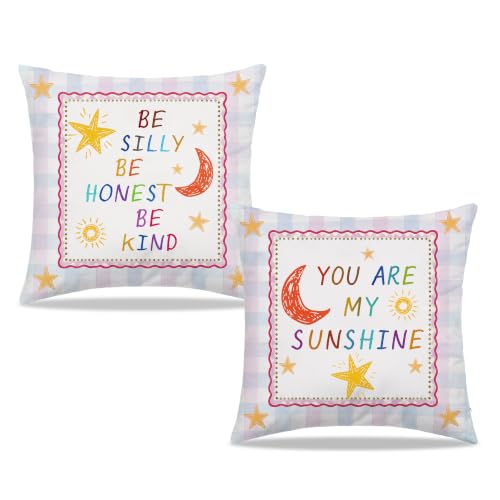 Dibor Inspirational Boho Nursery Throw Pillow Covers 18x18 Set of 2 - color: Honest