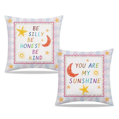 Dibor Inspirational Boho Nursery Throw Pillow Covers 18x18 Set of 2 - color: Honest